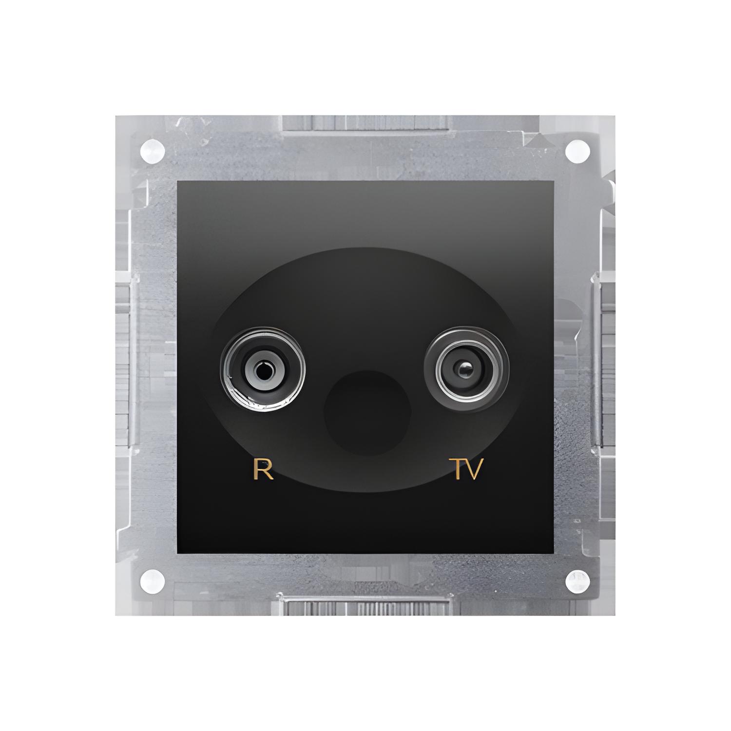 Zásuvka anténní SIMON 54 DAZ.01/49, R+TV koncová, 1x vstup: 5÷862 MHz, černá matná metalizovaná