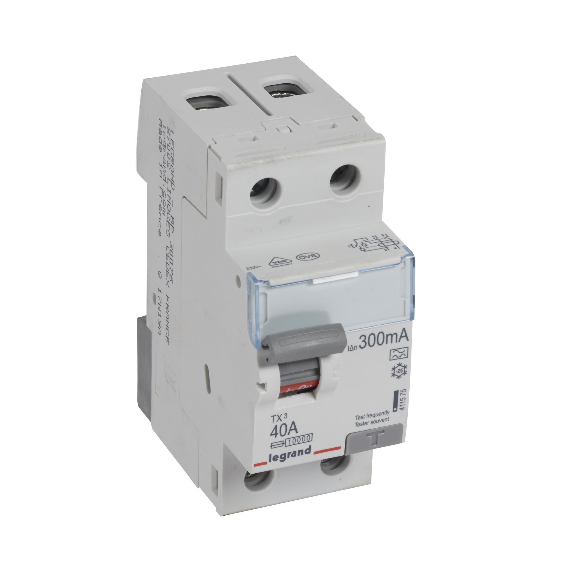 Chránič dvoupolový LEGRAND 411575 TX3 CHRÁN. 2P 40A 300MA A