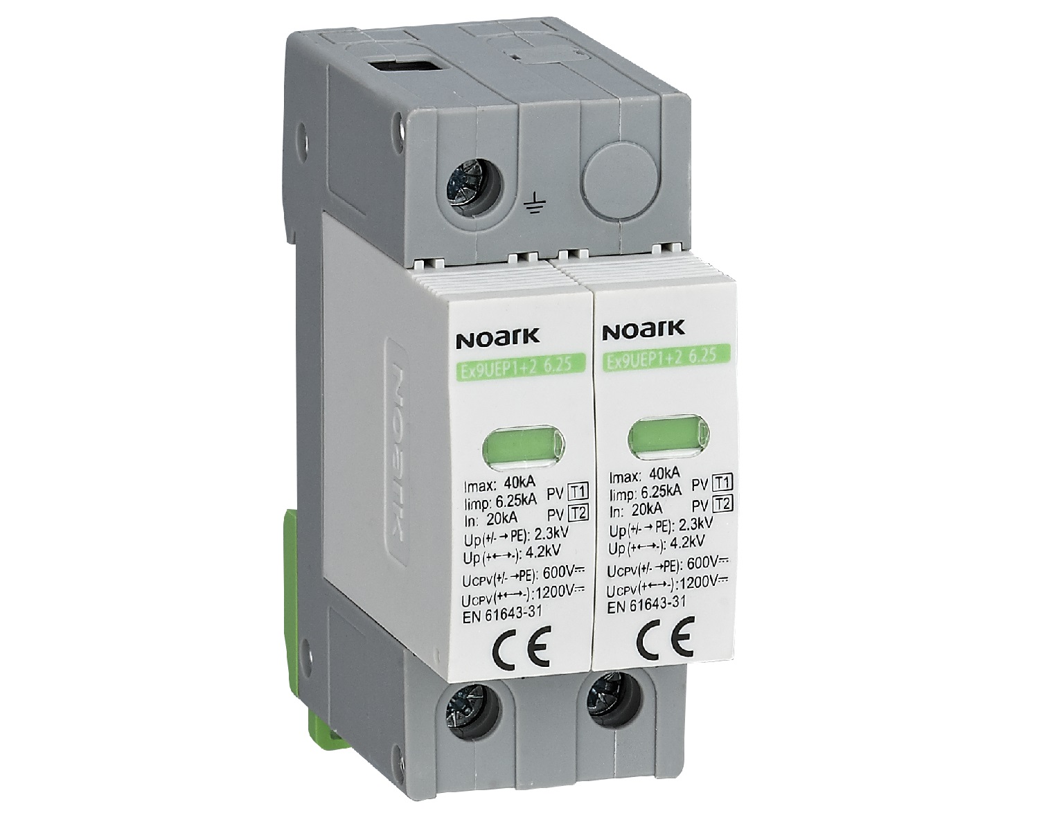Svodič přepětí NOARK 111747 Ex9UEP1+2 6.25 2P 600 EU třída 1+2, In=6,25kA, 600 V DC, šířka 2TE