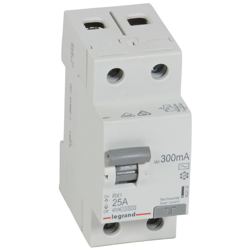 Chránič dvoupolový LEGRAND 402032 RX3 CHRÁN. 2P 25A 300MA AC