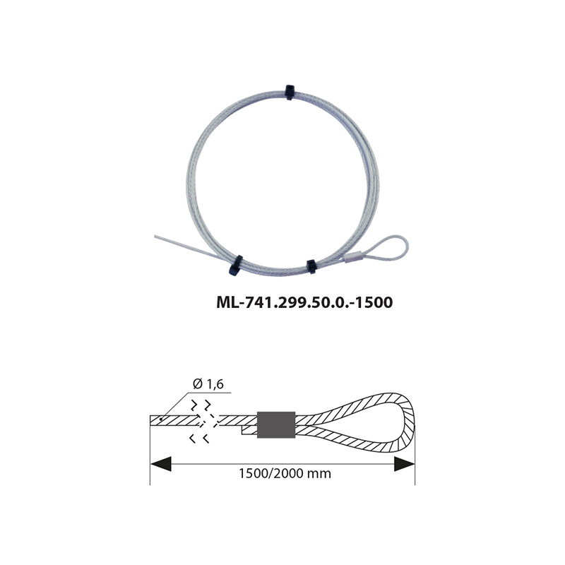 MC LED Závěsné ocelové lanko, 1,5x1500mm