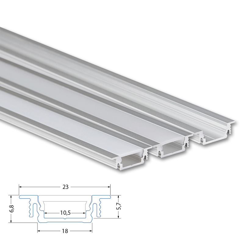 Profil vestavný MC LED VB, 23x7mm, vč. matného difuzoru, 1m