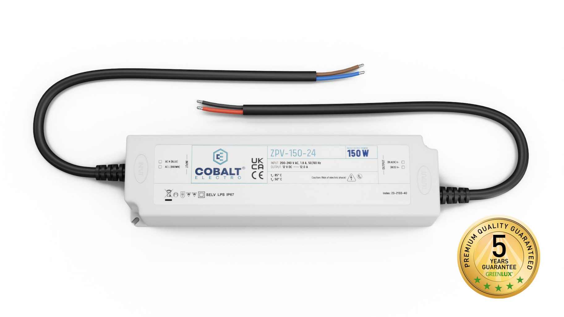 Napájecí zdroj LED GREENLUX DRIVER 150W/P IP67 24V (ZPV-150-24)