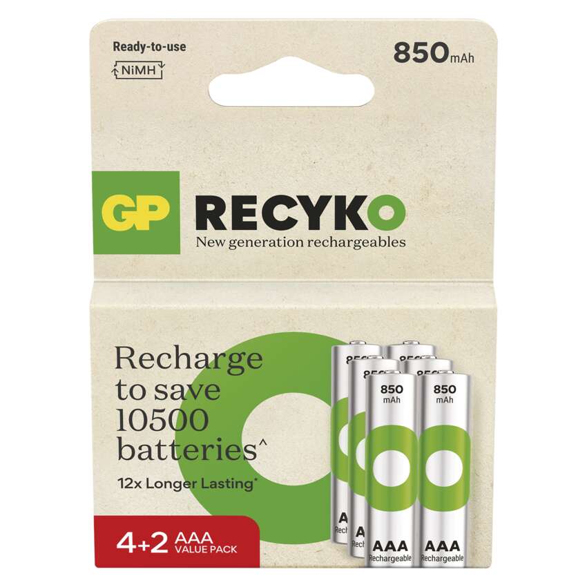 Baterie nabíjecí GP ReCyko B25186 850 AAA (HR03) 6PP MB