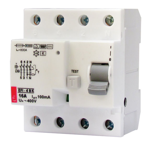 Chránič čtyřpolový ETI 002062654 proudový chránič, EFI-4 B G/KV 63/0.03