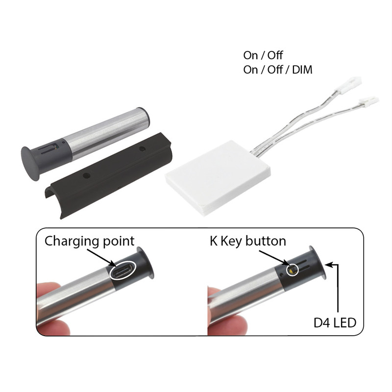 MC LED RF Dotykový spínač/stmívač 2,4 GHz - Sada, 12/24 V DC, max. 3 A, délka kabelu 100 mm, mini
