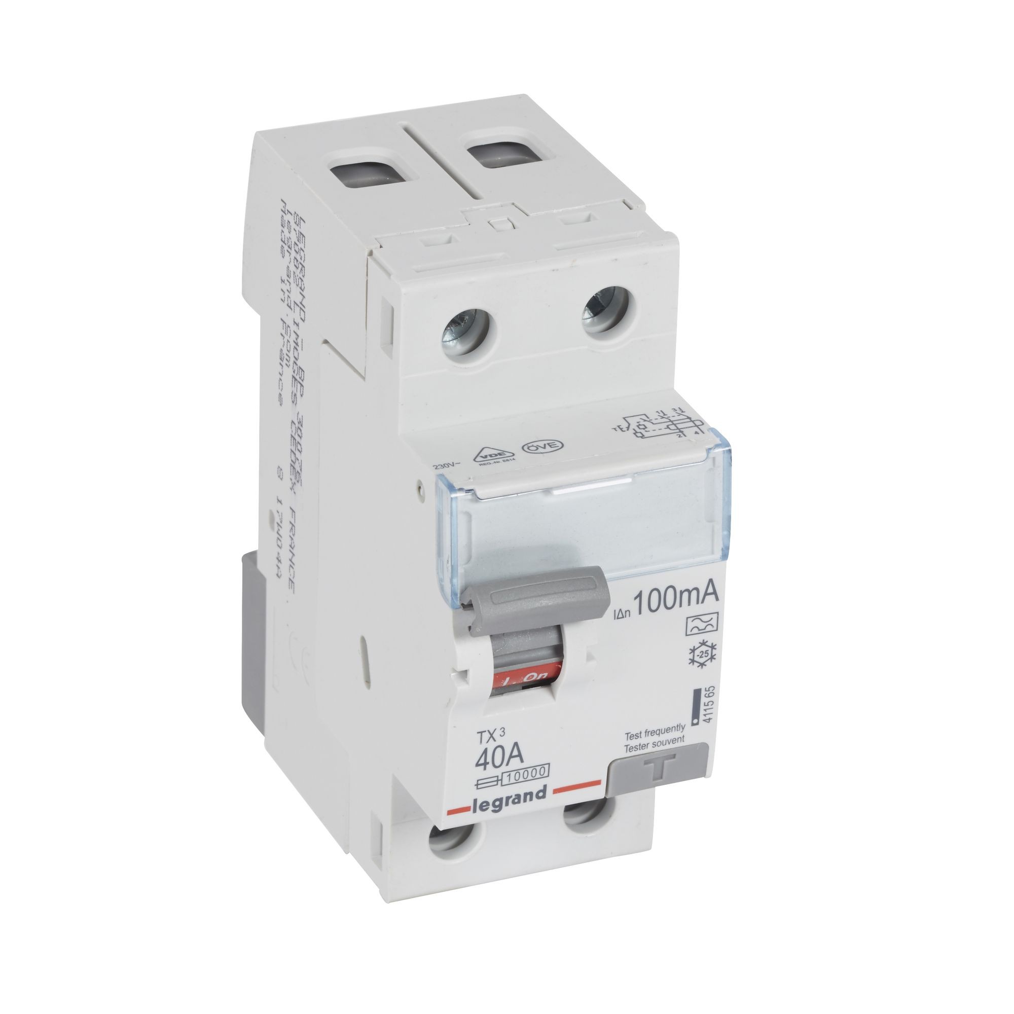 Chránič dvoupolový LEGRAND 411565 TX3 CHRÁN. 2P 40A 100MA A