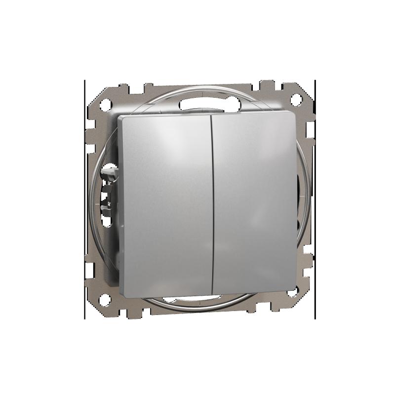 SCHN SDD113118 Sedna D/E - Tlačítko dvojité 1/0+1/0, Aluminium