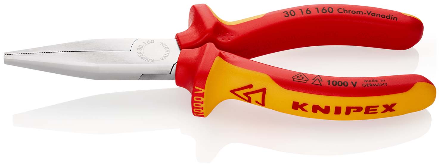 Rovné ploché kleště 160 mm Knipex VDE typu Langbeck chromované - 3016160