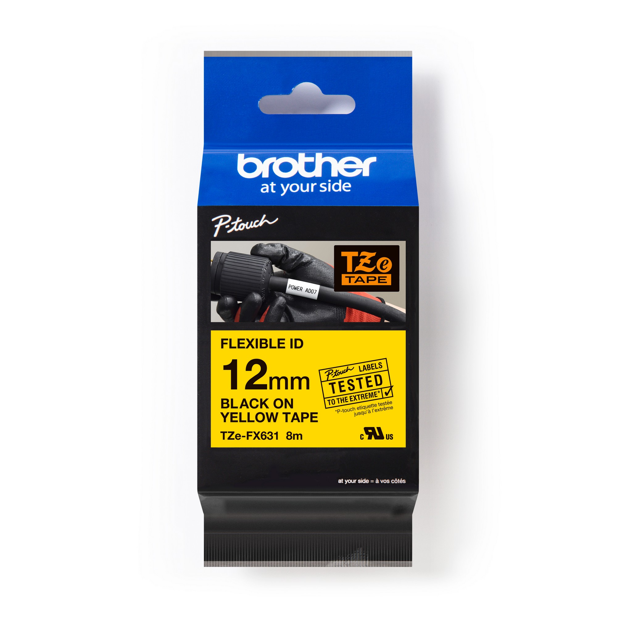 BROTHER TZEFX631 flexibilní žlutá/černá 12mm