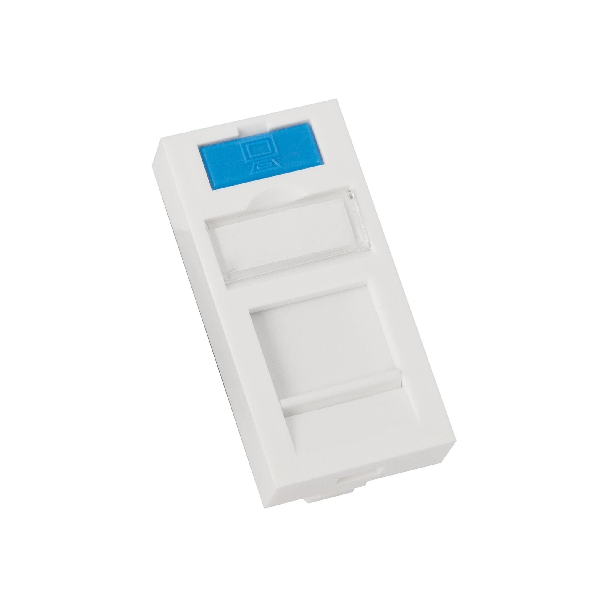 Modul zásuvkový WIREX WO-M-1-22-FL-WH, 22,5x45 mm, záclonka, 1x RJ45, přímý, bílá