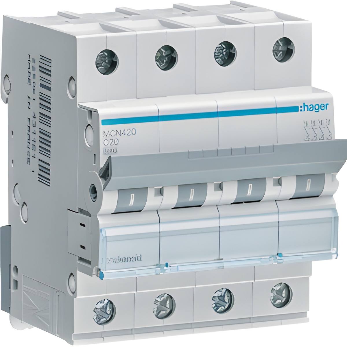 Jistič čtyřpolový HAGER MCN420 4 pól. 20A, char.C, 6 kA