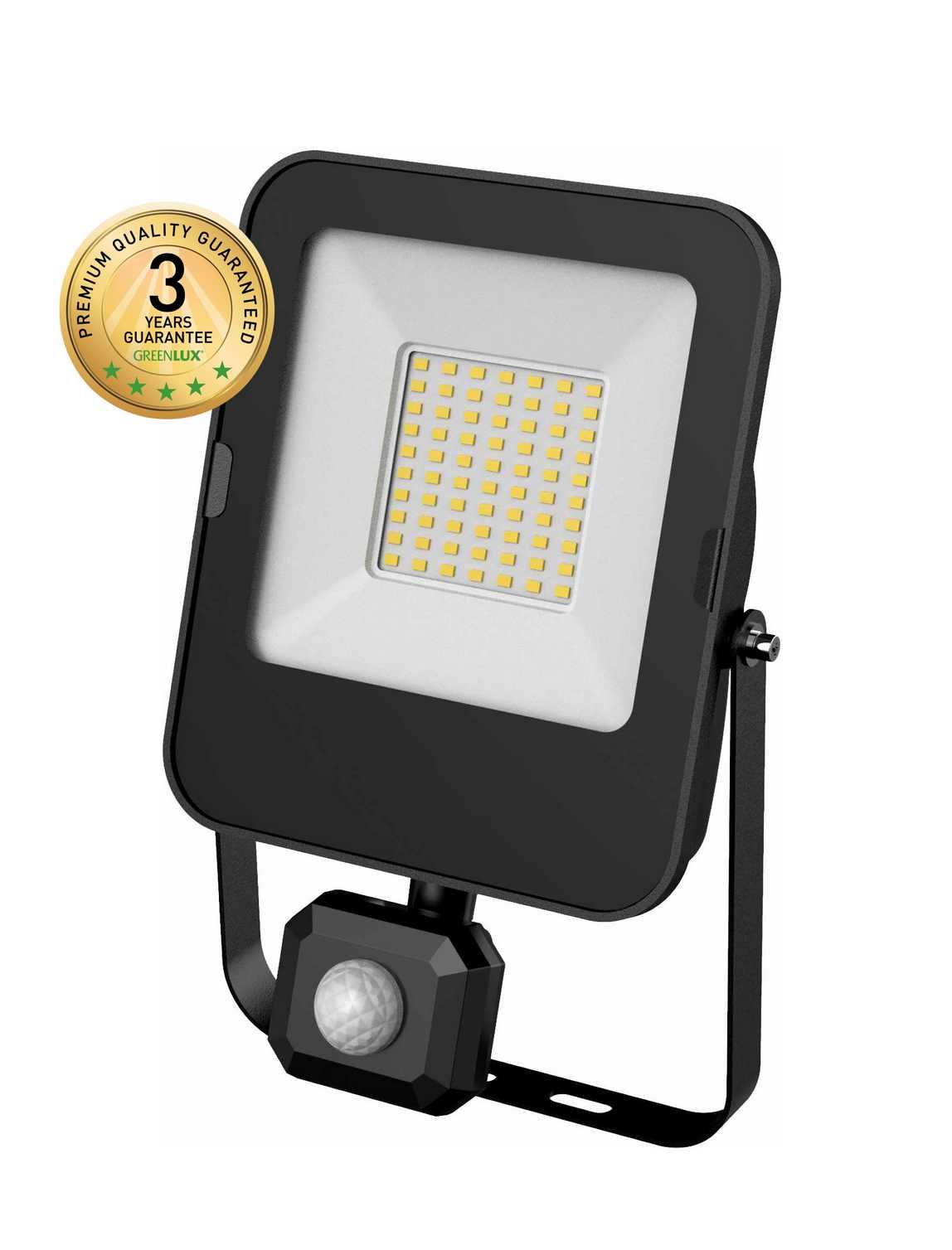 Reflektor LED GREENLUX ALFA PIR SMD 50W , senzor, IP65, neutrální bílá, černá