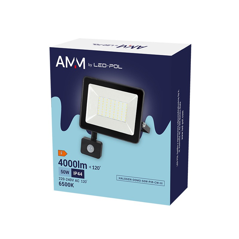 LED reflektor LED-POL Halogen Domo 50W PIR studená bílá III