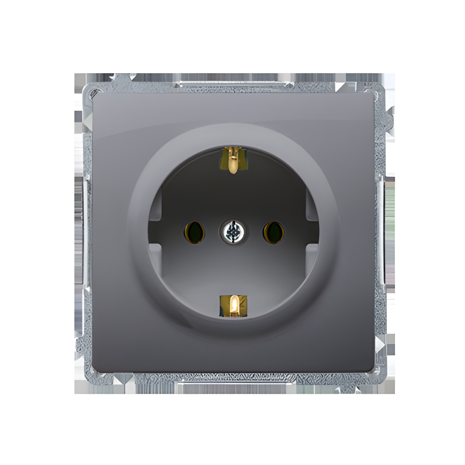 Zásuvka Schuko SIMON BASIC BMGSZ1Z.01/43, 1 nás., cl., 16A/250V~, šr. sv., stříbrná
