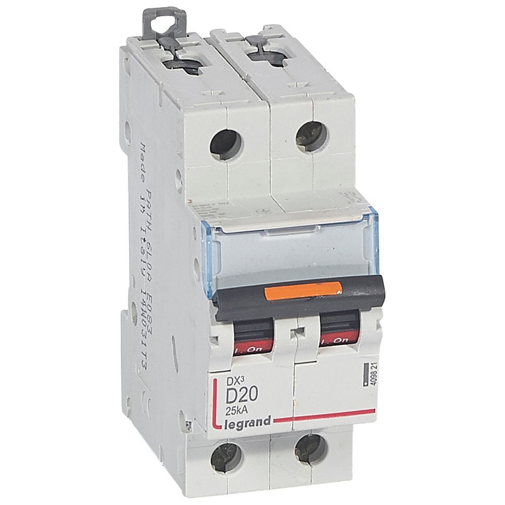 Jistič dvoupolový LEGRAND 409821 DX3 2P D20 25KA