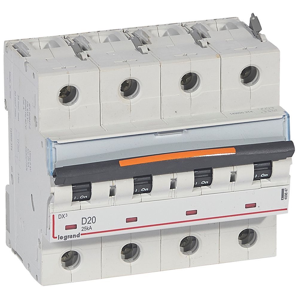 Jistič čtyřpolový LEGRAND 409847 DX3 4P D20 25KA