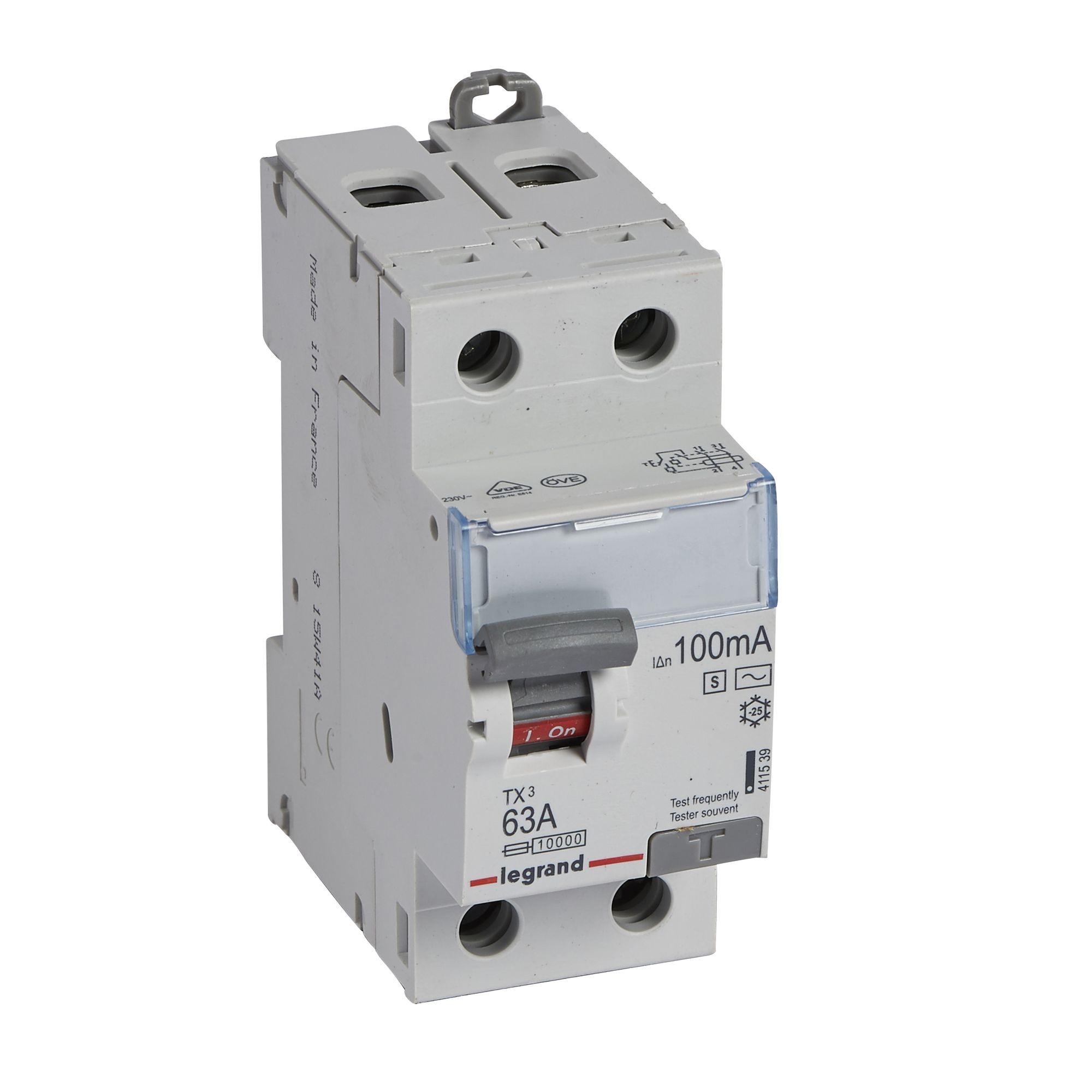 Chránič dvoupolový LEGRAND 411539 TX3 CHRÁN. 2P 63A 100MA AC-S