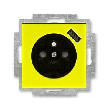 ABB 5569H-A02357 64 Levit Zásuvka 1násobná s kolíkem, s clonkami, s USB nabíjením