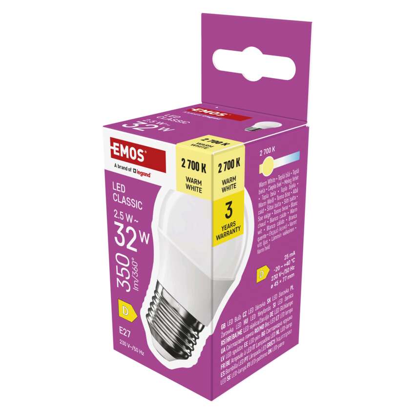 EMOS ZQ6D11 LED CLS MINI GLOBE 2,5W(32W) 350lm E27 WW