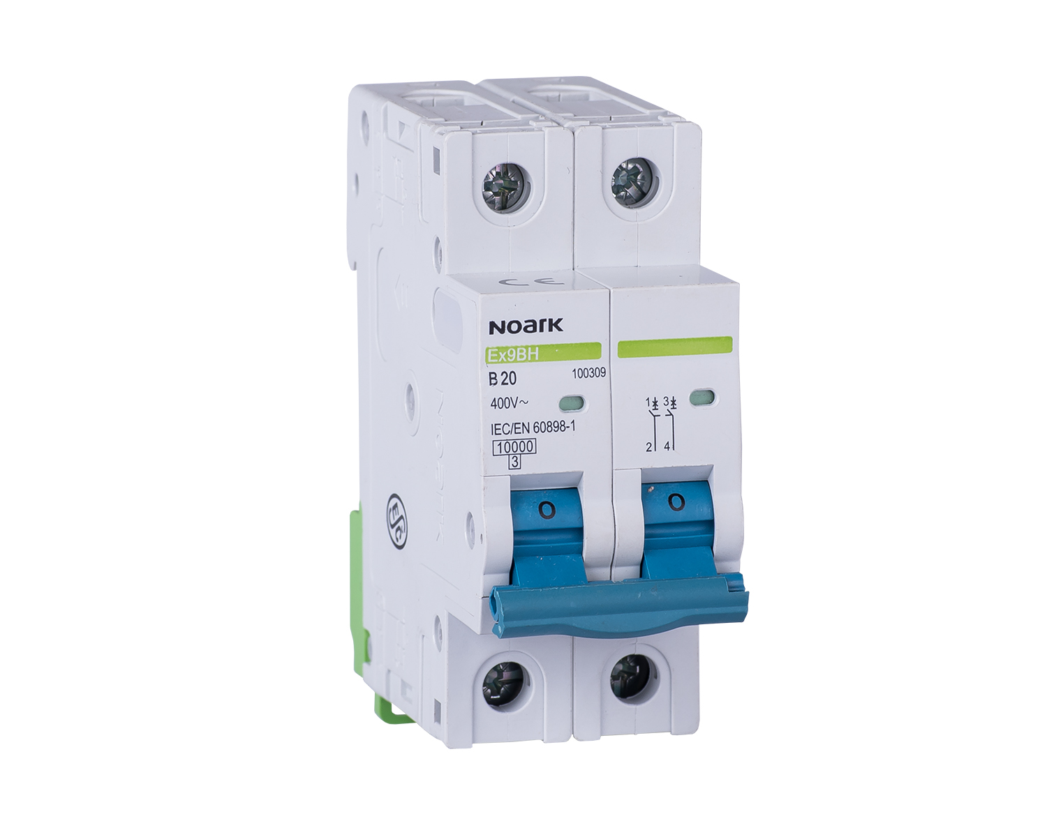 Jistič dvoupolový NOARK 100481 Ex9BH 2P D2 charakteristika D, 2 A, 2pól