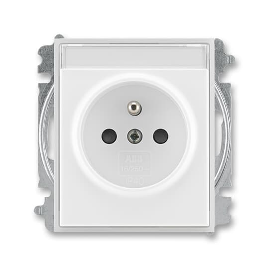Zásuvka jednonásobná ABB Element 6619E-A06352 01, bílá/ledová bílá, cl., s popis. polem (typ 6619)