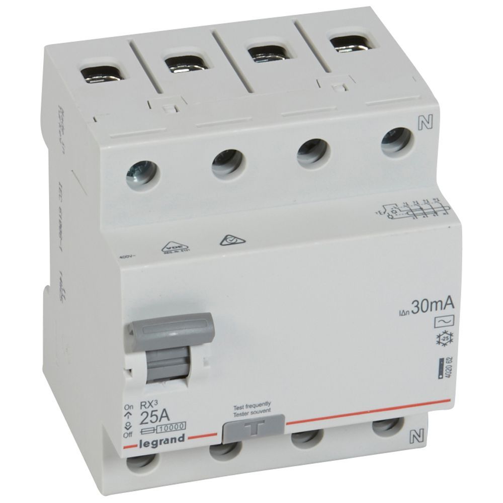 Chránič čtyřpolový LEGRAND 402062 RX3 CHRÁN. 4P 25A 30MA AC