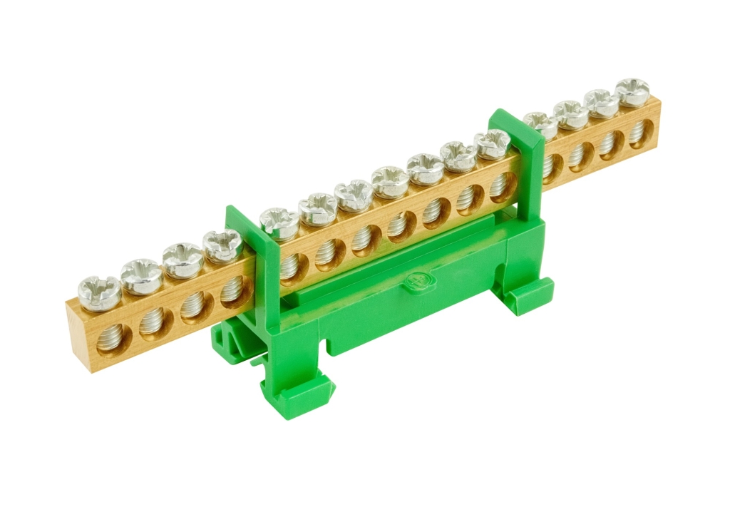 Můstek zemnící ELEMAN 1000010 Můstek PE 15 (svorkovnice 15x16mm2), nekrytý IP00, zelený, 63A