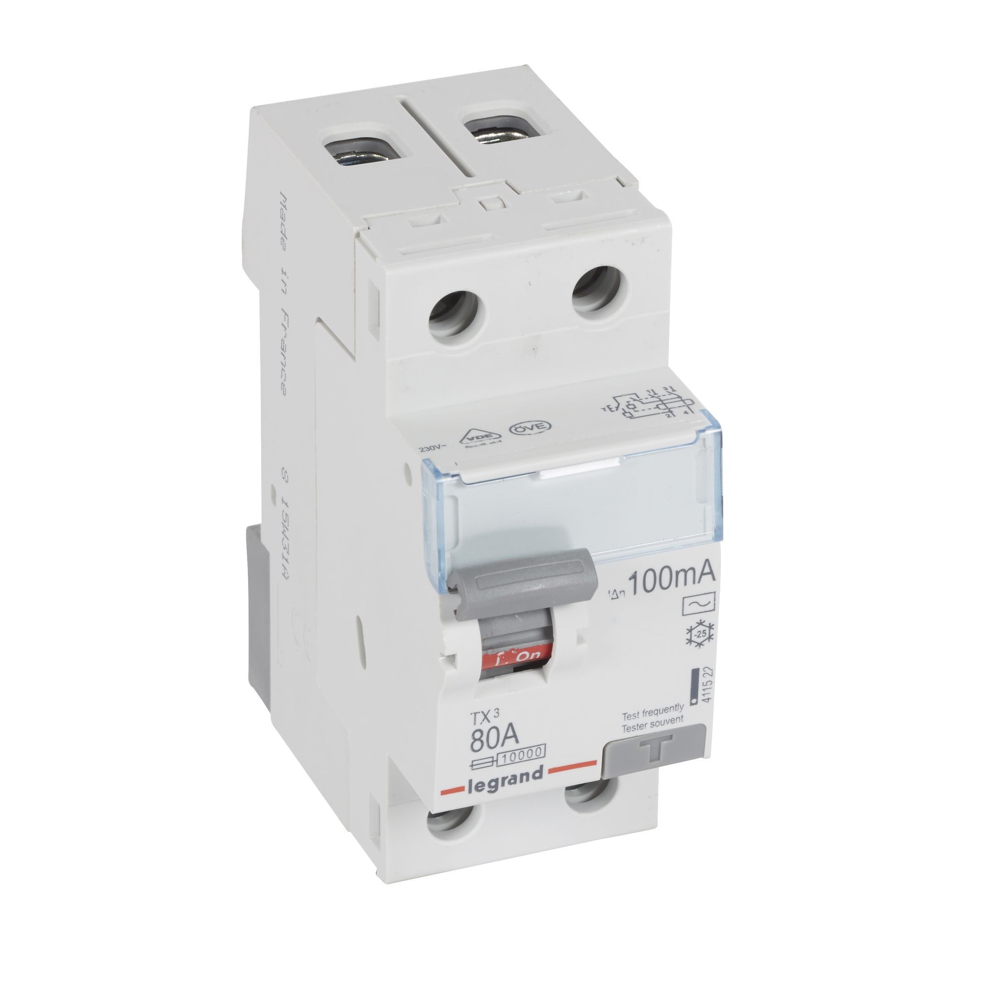 Chránič dvoupolový LEGRAND 411522 TX3 CHRÁN. 2P 80A 100MA AC