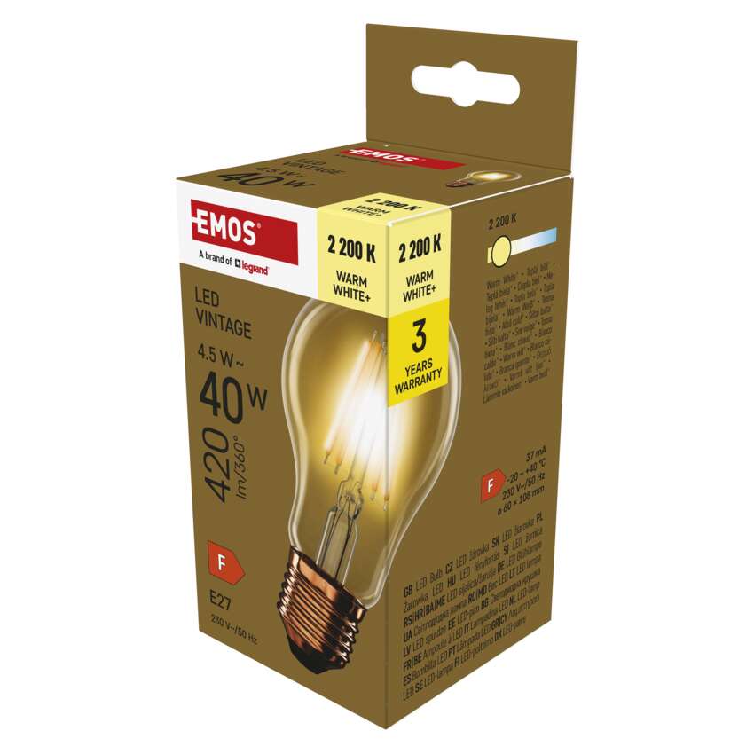 EMOS Z55032 LED VNT A60 4,5W(40W) 420lm E27 WW+