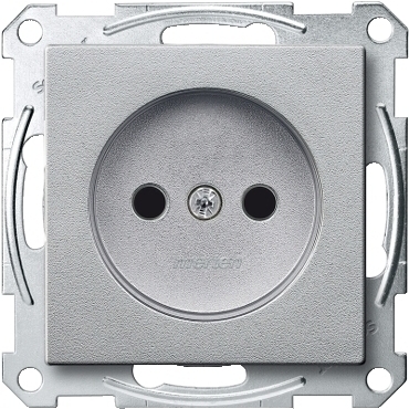 SCHN MTN2000-0460 Merten - Zásuvka bez zemnícího kontaktu 250V/16A, clonky, System M, Aluminium