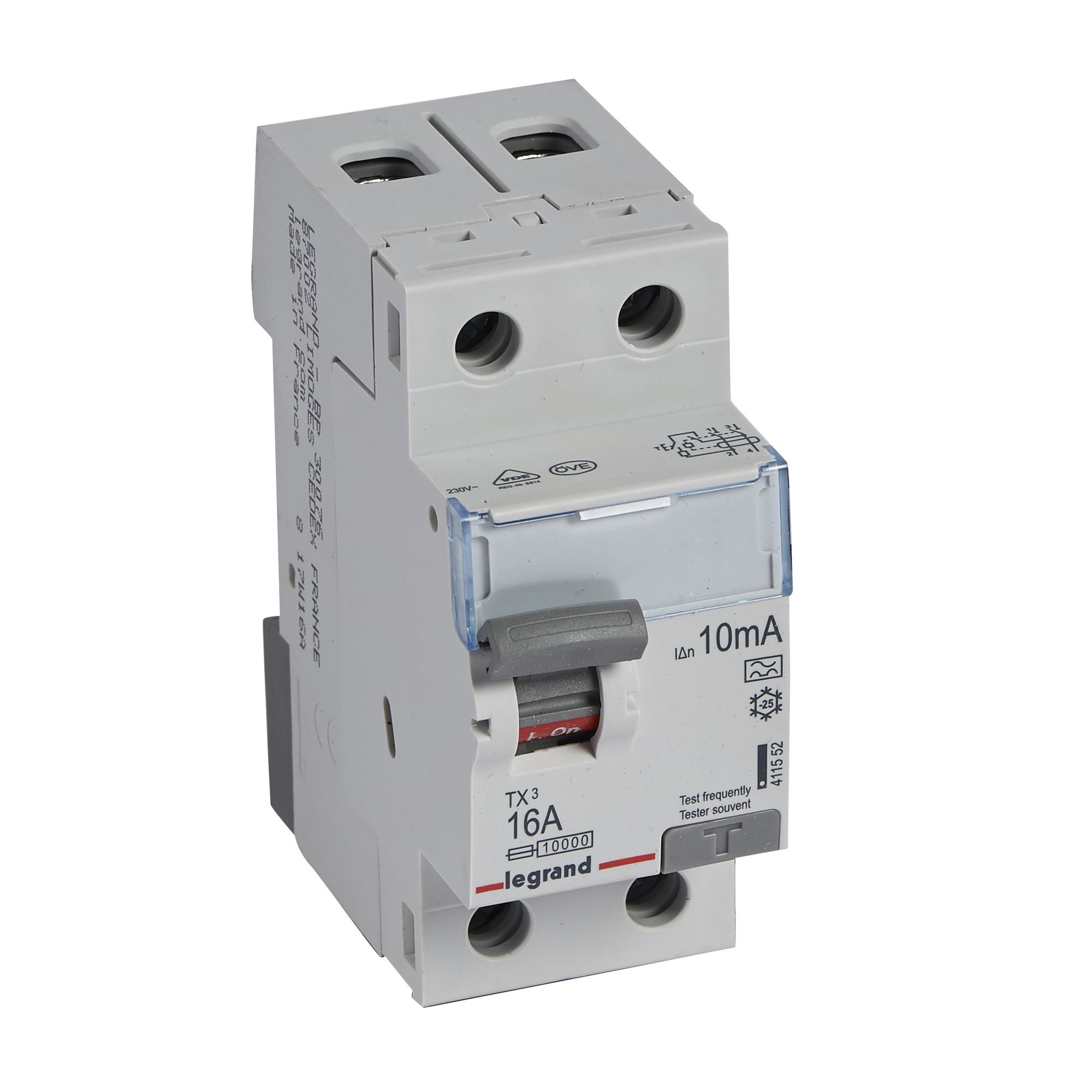 Chránič dvoupolový LEGRAND 411552 TX3 CHRÁN. 2P 16A 10MA A