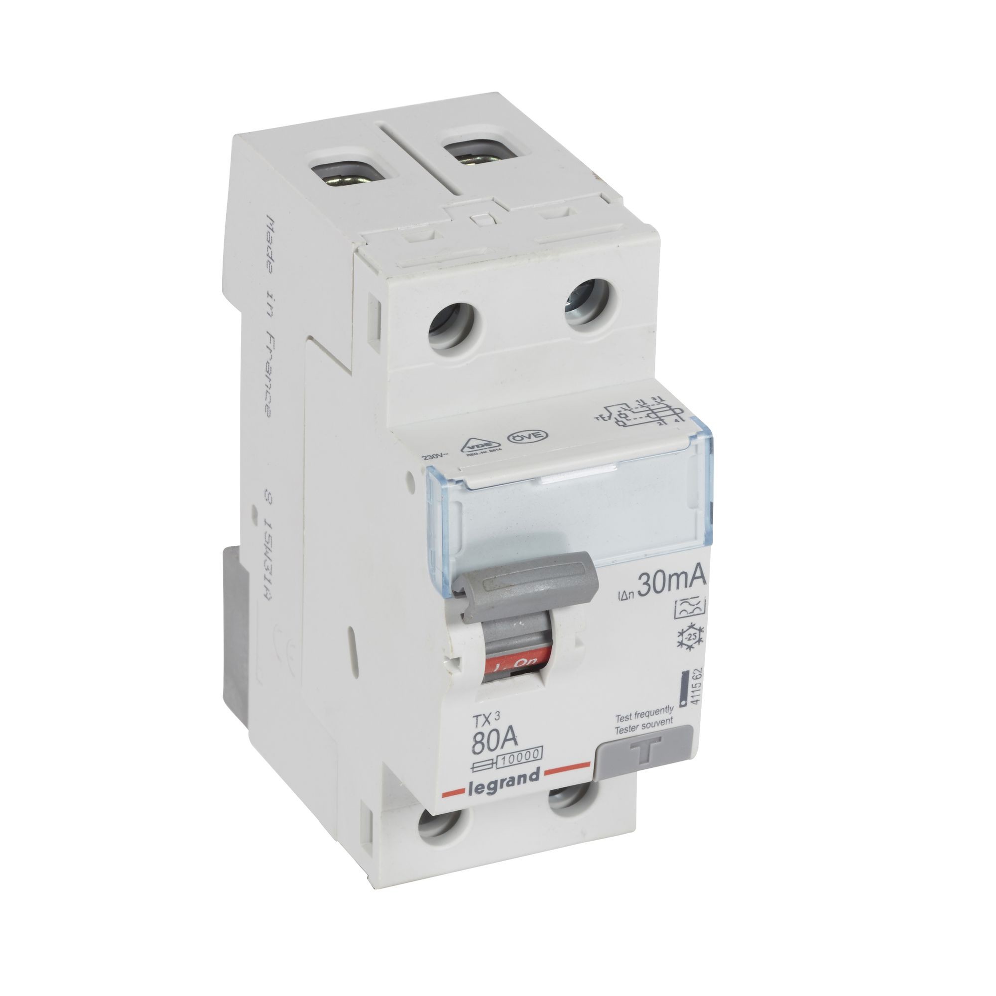 Chránič dvoupolový LEGRAND 411562 TX3 CHRÁN. 2P 80A 30MA A