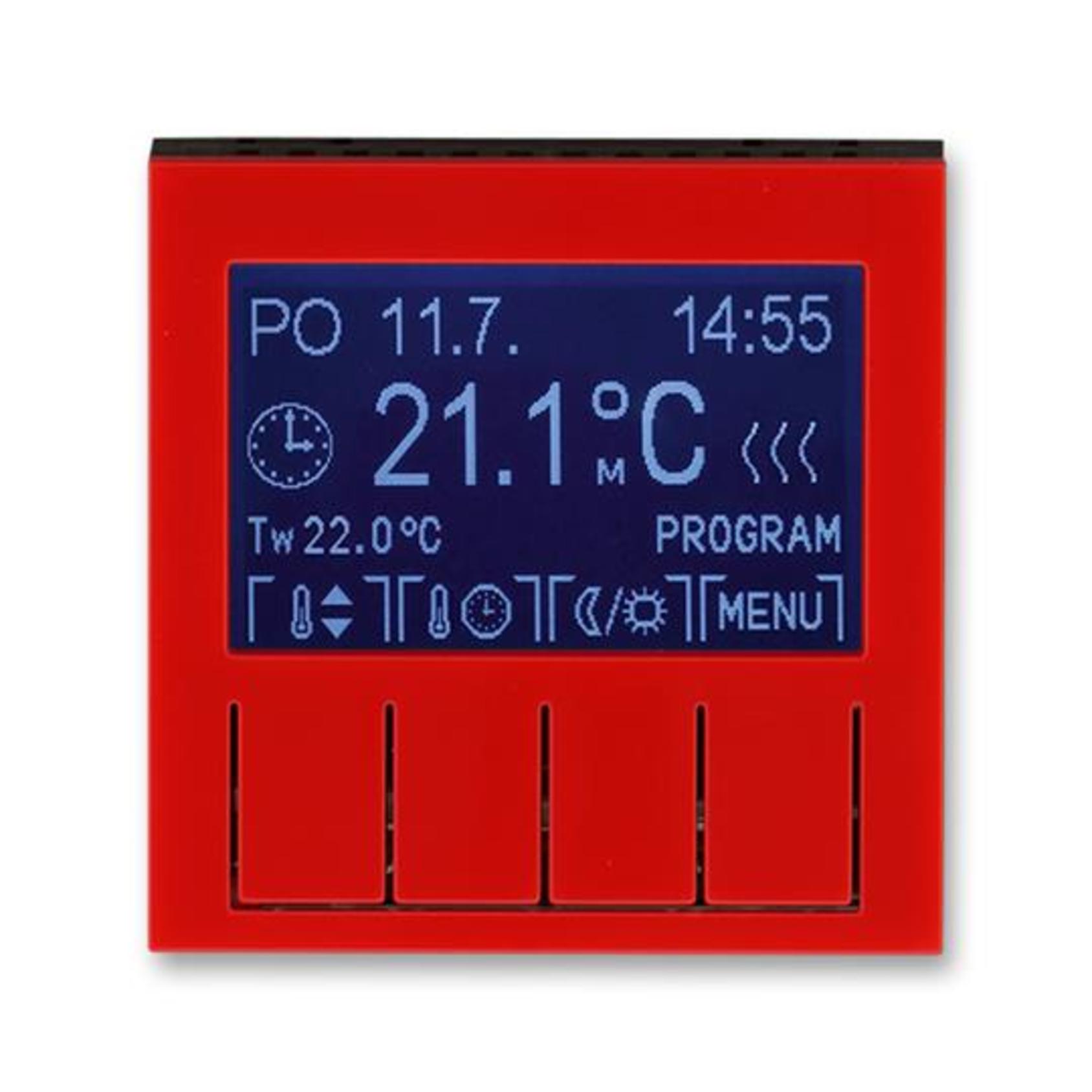 Termostat univerz. ABB Levit 3292H-A10301 65, , červená/kouř. černá, program. (ovl. jedn.)