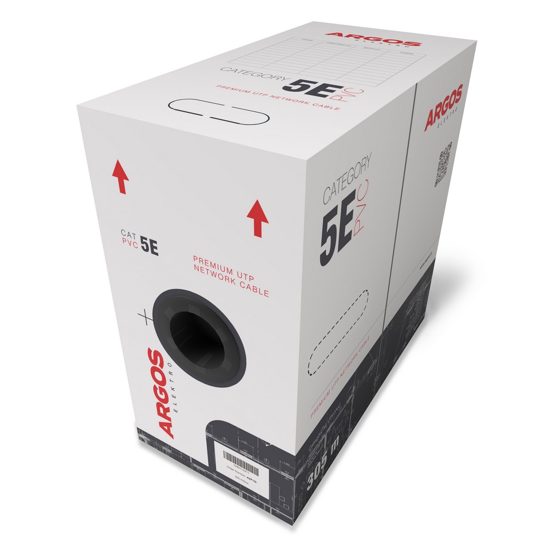 Kabel datový ARGOS CAT5E, UTP, PVC, Eca, 305 m, šedá