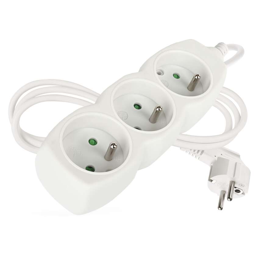 Emos Prodlužovací kabel bílý, 3 zásuvky, max. 16 A/3680 W, 1,5 m