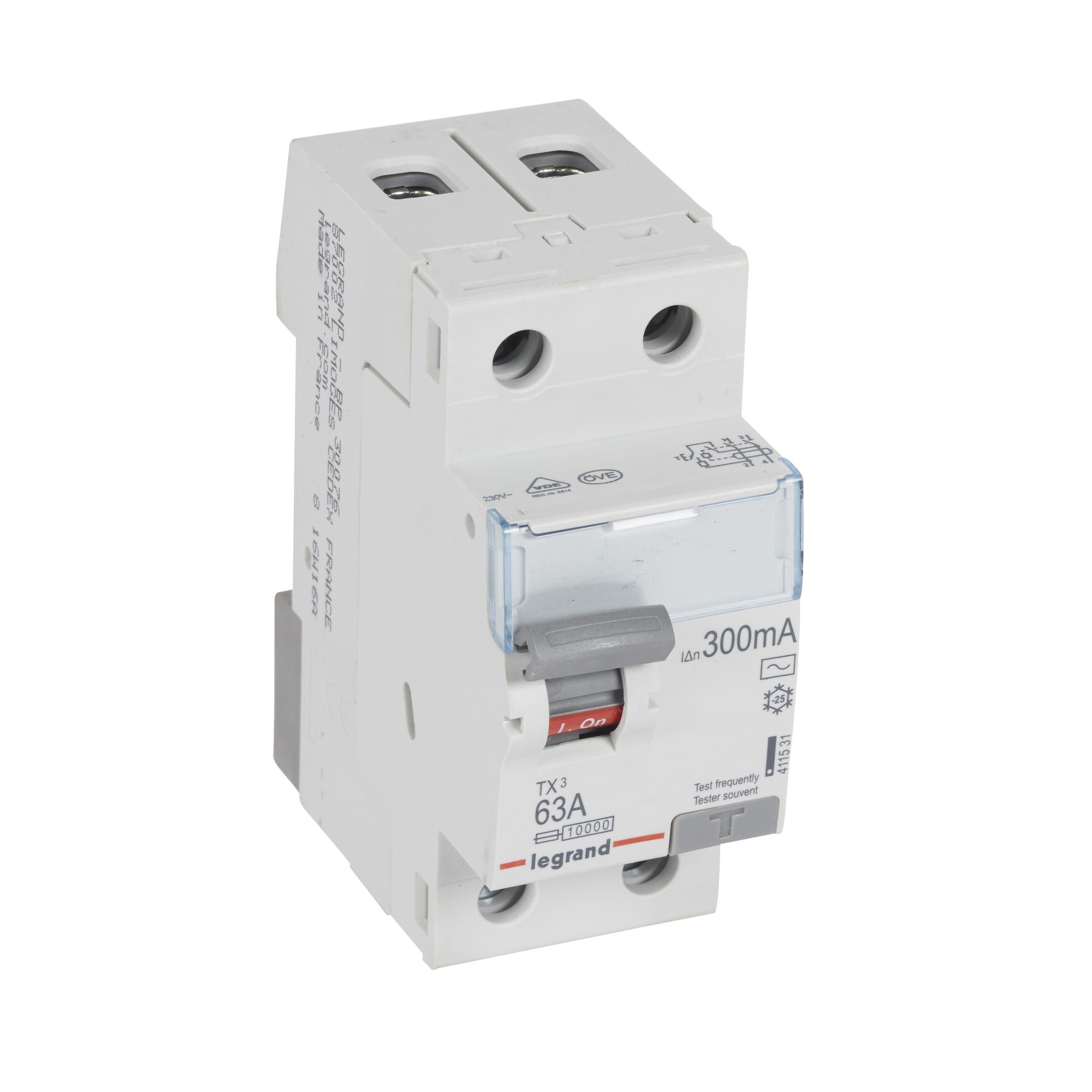 Chránič dvoupolový LEGRAND 411531 TX3 CHRÁN. 2P 63A 300MA AC