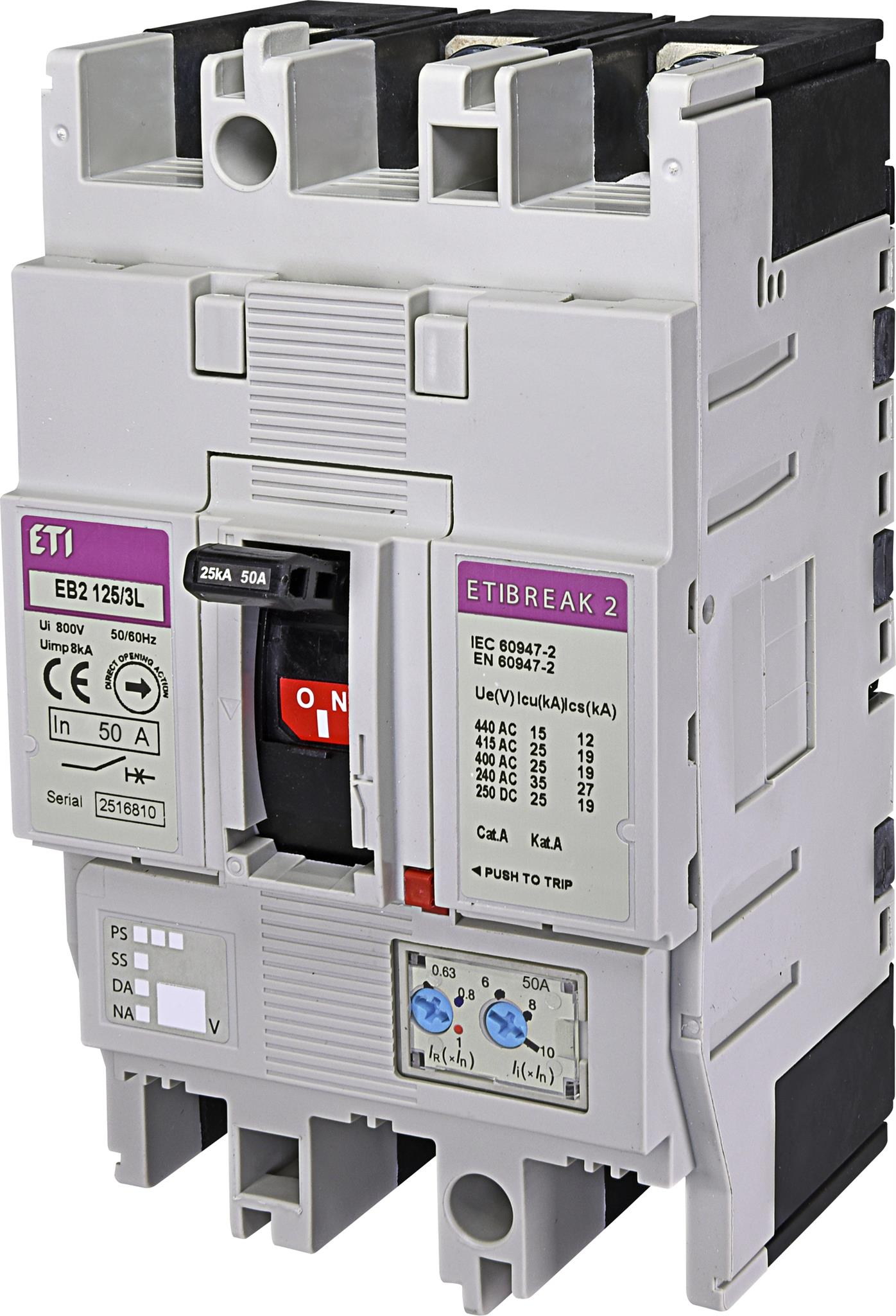 ETI 004671023 kompaktní jistič, EB2 125/3L 50A 3p