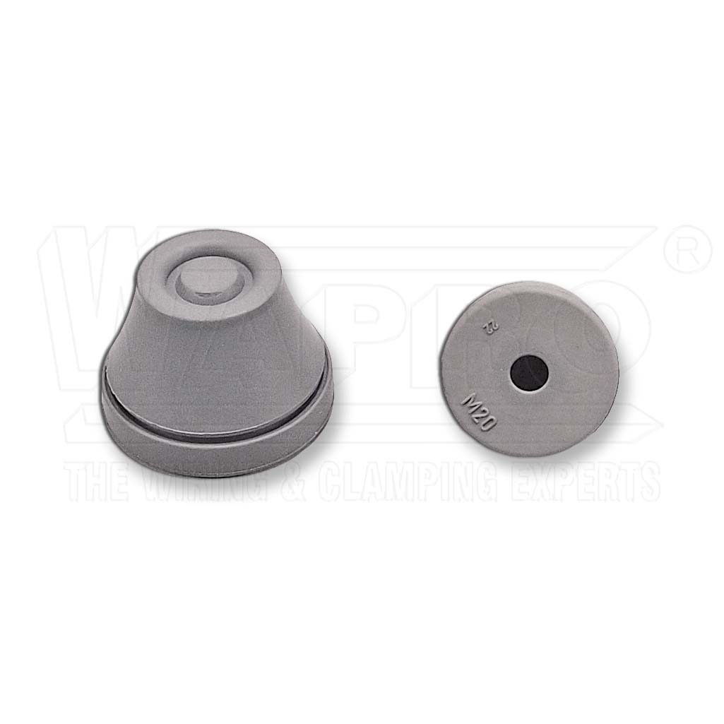 wpr2837 GVK-M32 gum. průchodka/záslepka W-GLAND, IP67, otvor M32, kabel 15 - 20 mm, kaučuk, šedá RAL