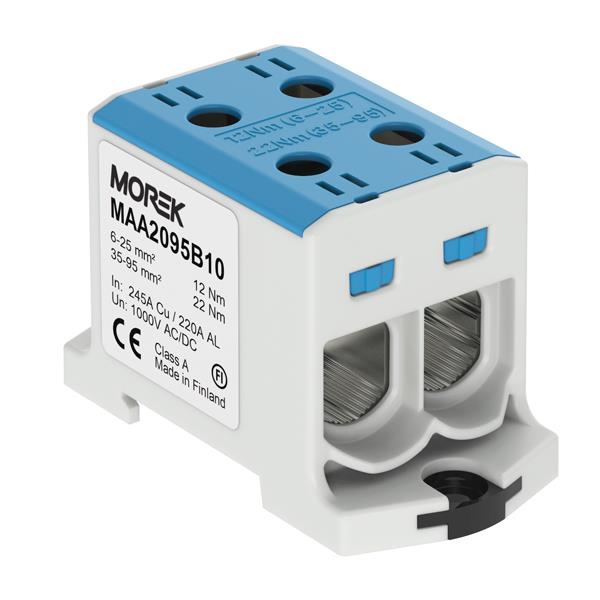MOREK MAA2095B10 Univerzální řadová svorka OTL 95-2xAl/Cu 6-95mm2 1000V modrá