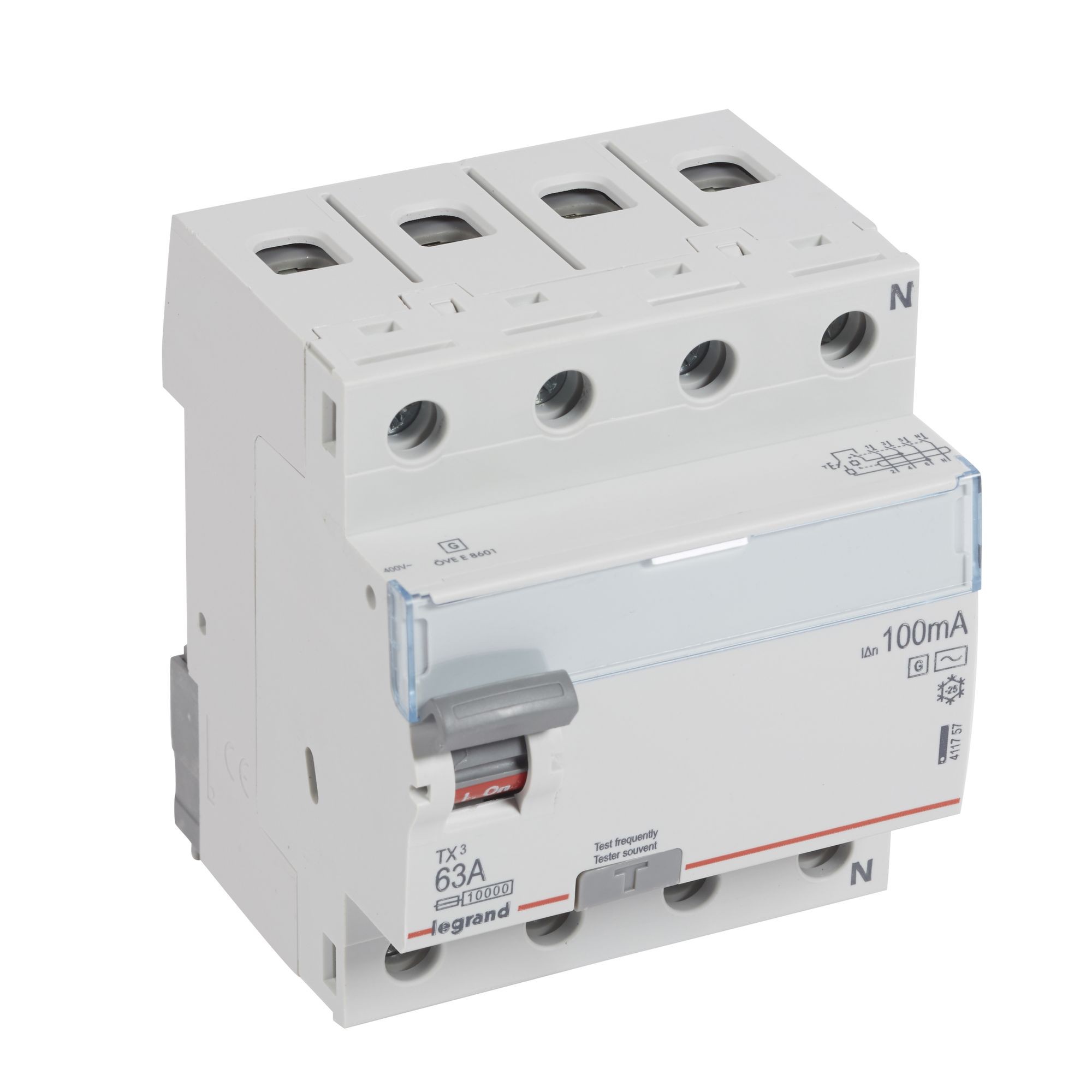 Chránič čtyřpolový LEGRAND 411757 TX3 CHRÁN. 4P 63A 100MA AC-G