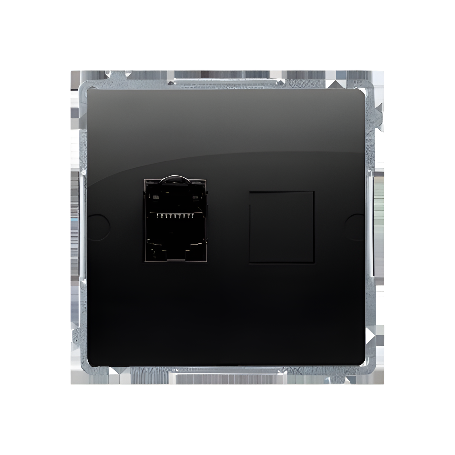 Zásuvka datová SIMON BASIC BM61E.01/49, 1násobná stíněná RJ45 kat. 6, s protiprachovou clonkou,černá
