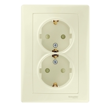 SCHN SDN3000447 Sedna - Zásuvka dvojnásobná Schuko 2x(2P+PE), clonky, Beige