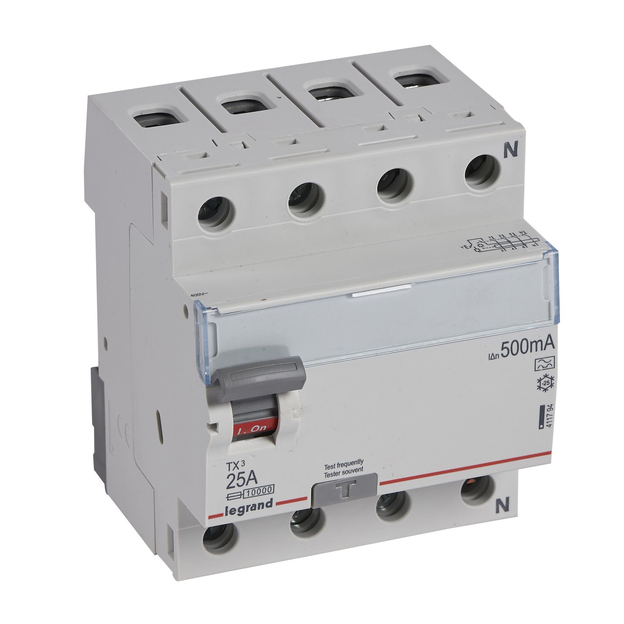 Chránič čtyřpolový LEGRAND 411794 TX3 CHRÁN. 4P 25A 500MA A