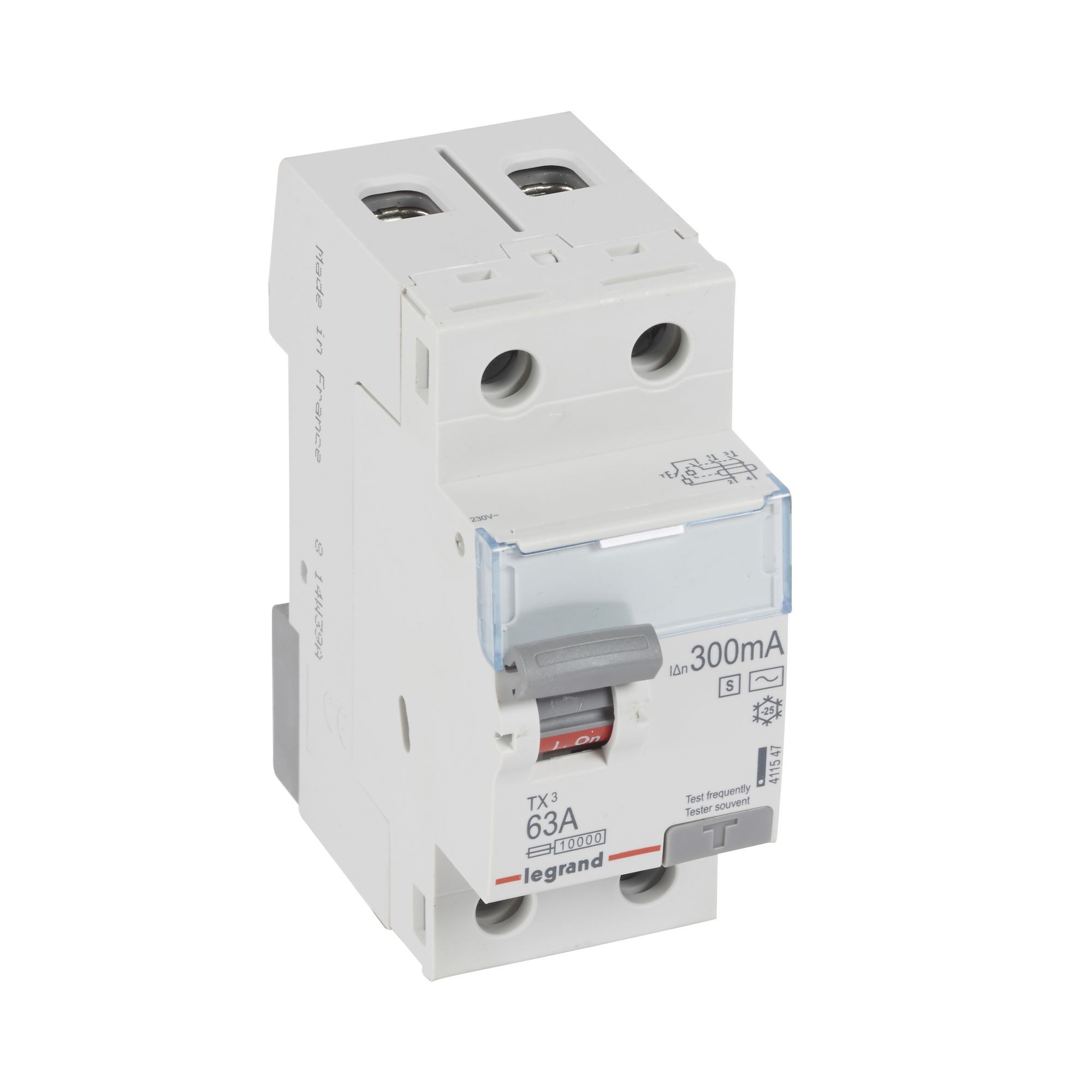 Chránič dvoupolový LEGRAND 411547 TX3 CHRÁN. 2P 63A 300MA AC-S