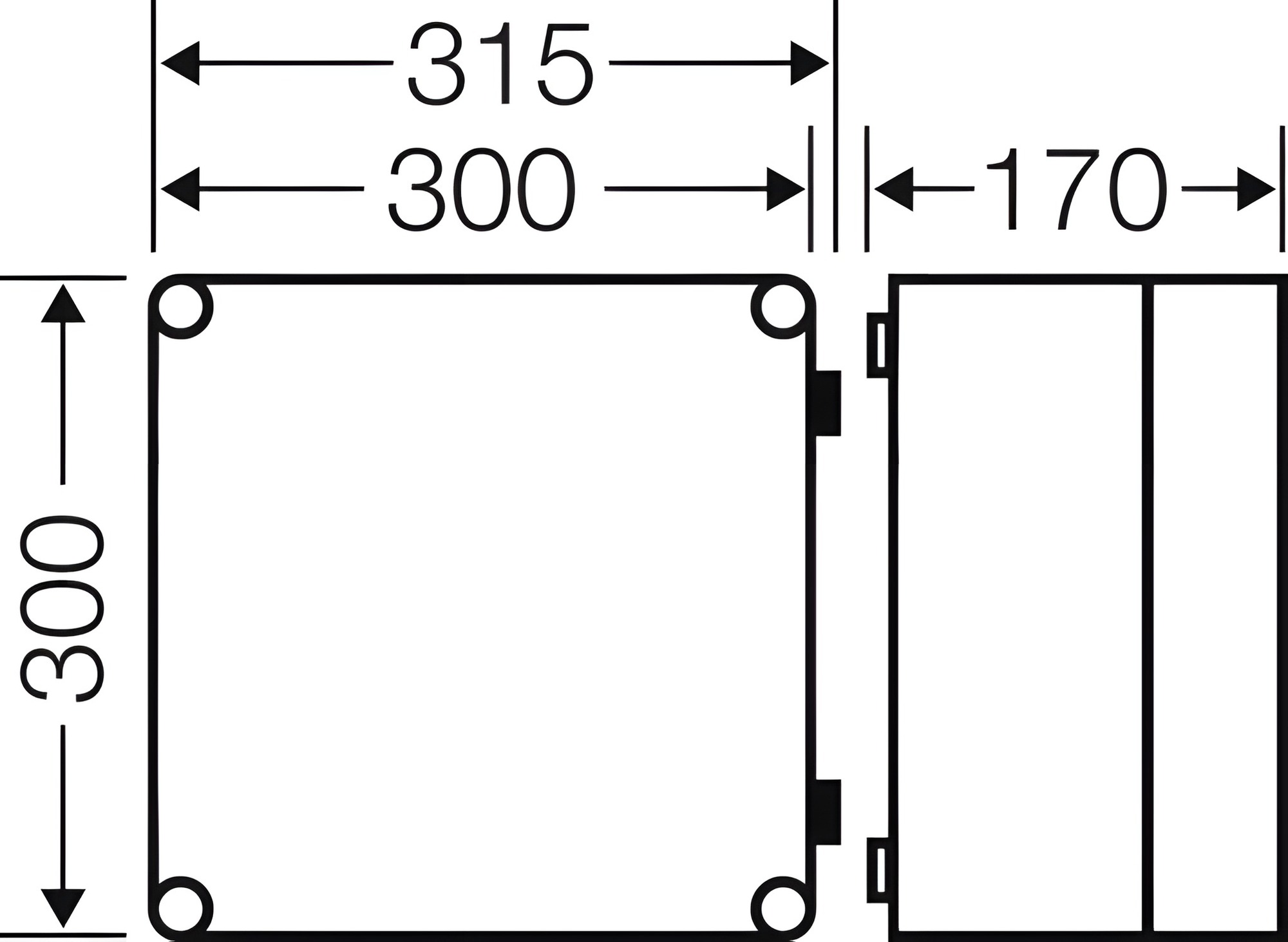HEN Mi 9200 Prázdná rozvodnice s průhledným víkem na pantech, IP 65, vnější rozměry (š-v-h) 300x300x