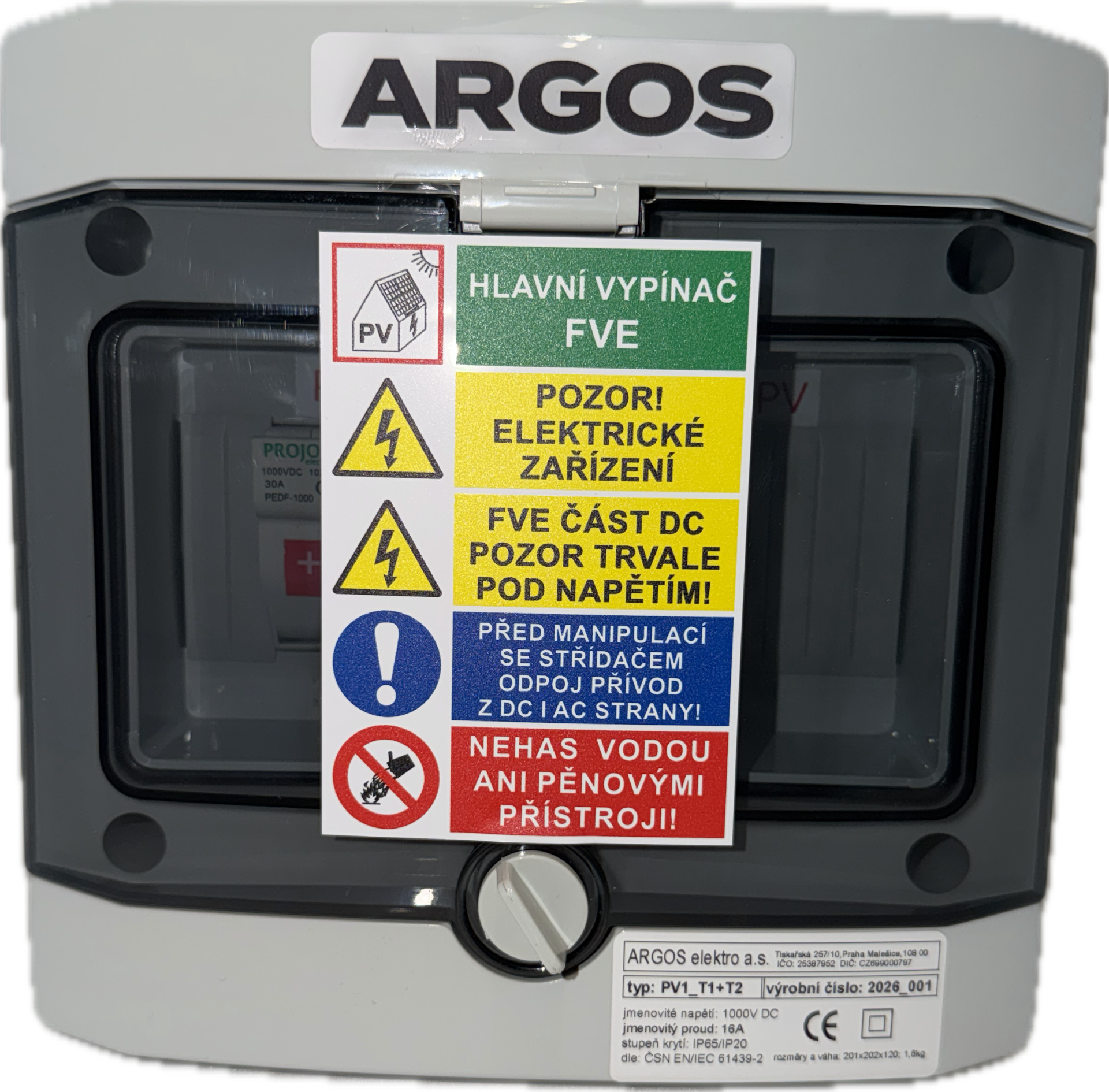 Jednostringový rozvaděč Argos FVE_ARGOS_PV1_T1+T2