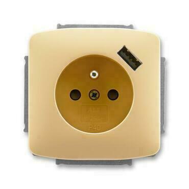 ABB 5569A-A02357 D Tango Zásuvka 1násobná s kolíkem, s clonkami, s USB nabíjením