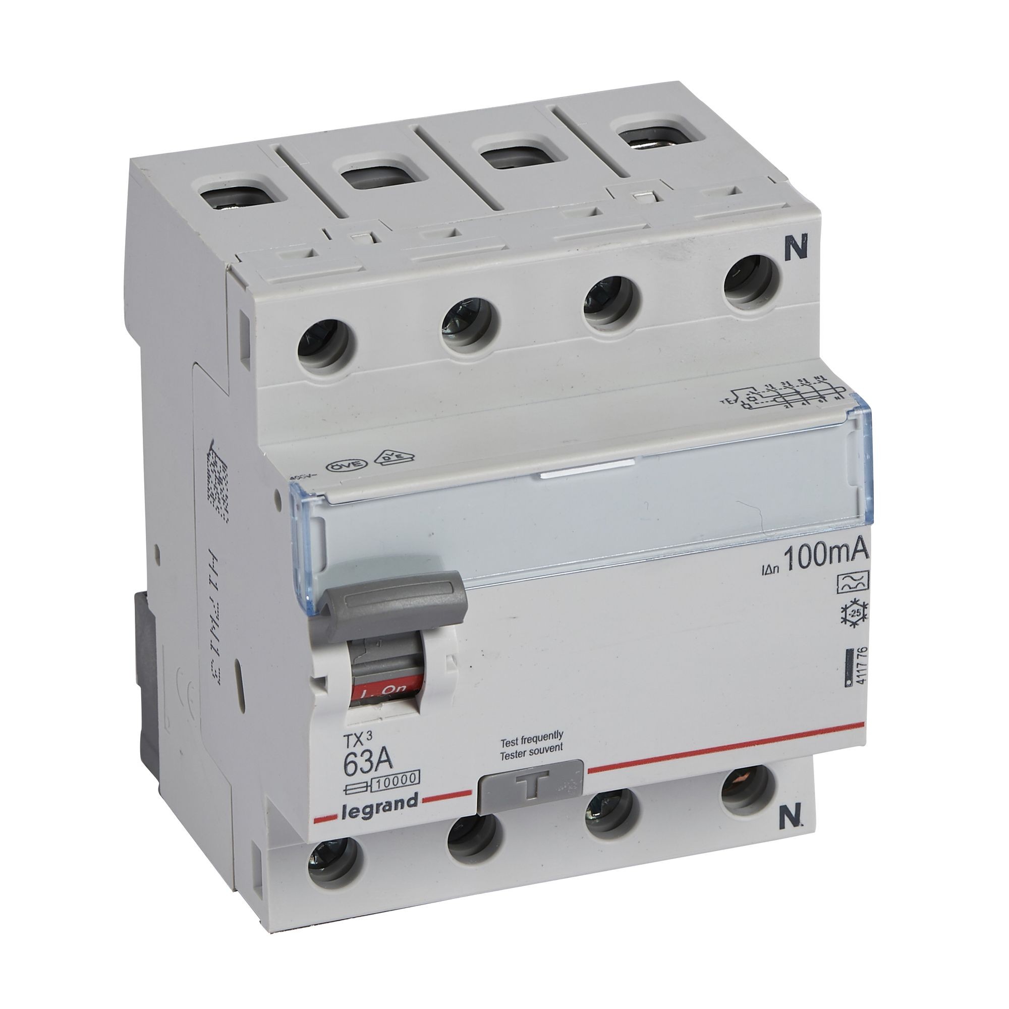Chránič čtyřpolový LEGRAND 411776 TX3 CHRÁN. 4P 63A 100MA A