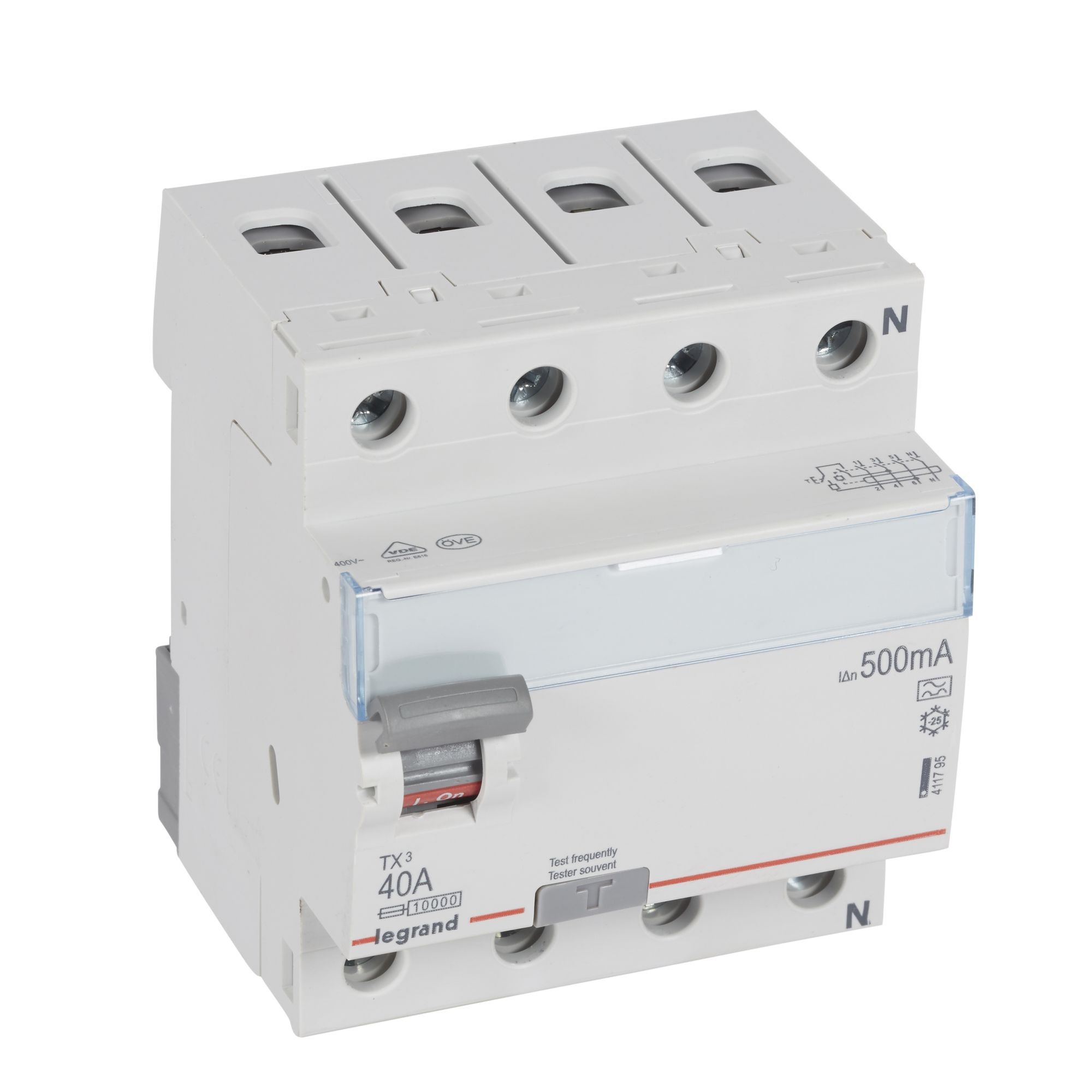 Chránič čtyřpolový LEGRAND 411795 TX3 CHRÁN. 4P 40A 500MA A